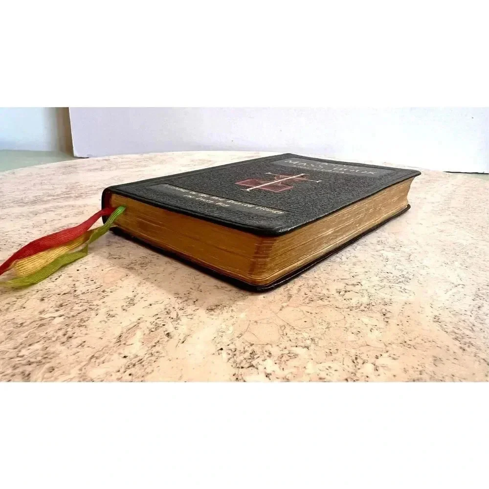 Vintage Black Leather Parish Mass‎ Book and Hymnal Hardcover St Joseph Edition